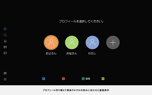 最大6人分のプロフィール管理が可能